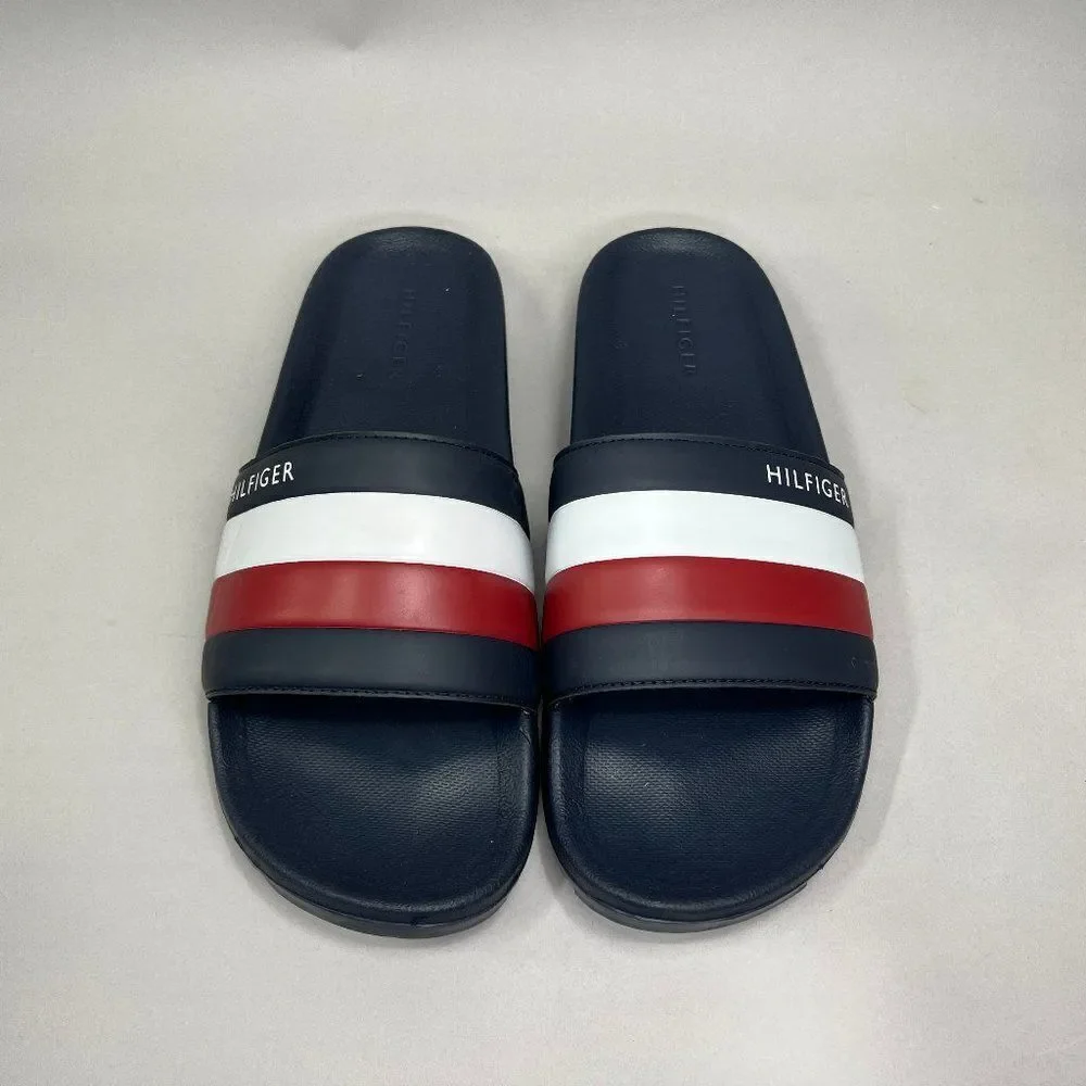 Tommy Hilfiger Rozi Sandals Men's 9 Blue‎ Red White Beach Pool Slide Flip Flops